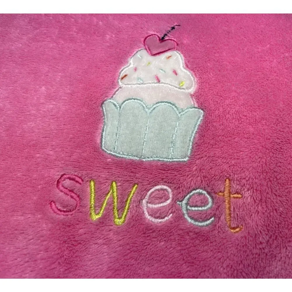 Carters Just One You Cupcake Baby Blanket Sweet Pink Teal Blue Plush Embroidered
